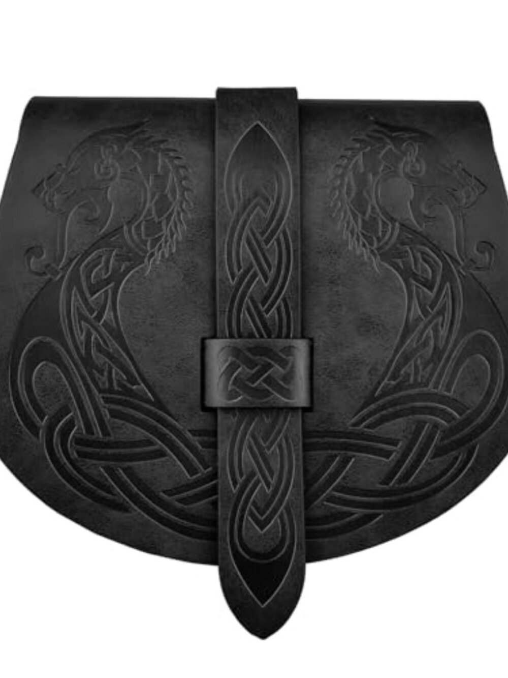 Viking‎ Embossed Langskip Belt Pouch Medieval Faux Leather Flap Saddle